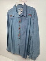 New Women’s Pioneer Wear Blue Long Sleeve Button Up Size 12 KK-107