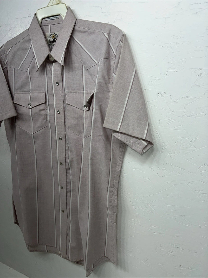 New Men’s Pink Texas Sage Short Sleeve Pearl Snap Shirt 16.5 L P-45