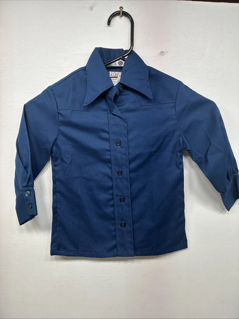 New Kids Fenton Navy Blue Long Sleeve Button Up Size 2 LL-14