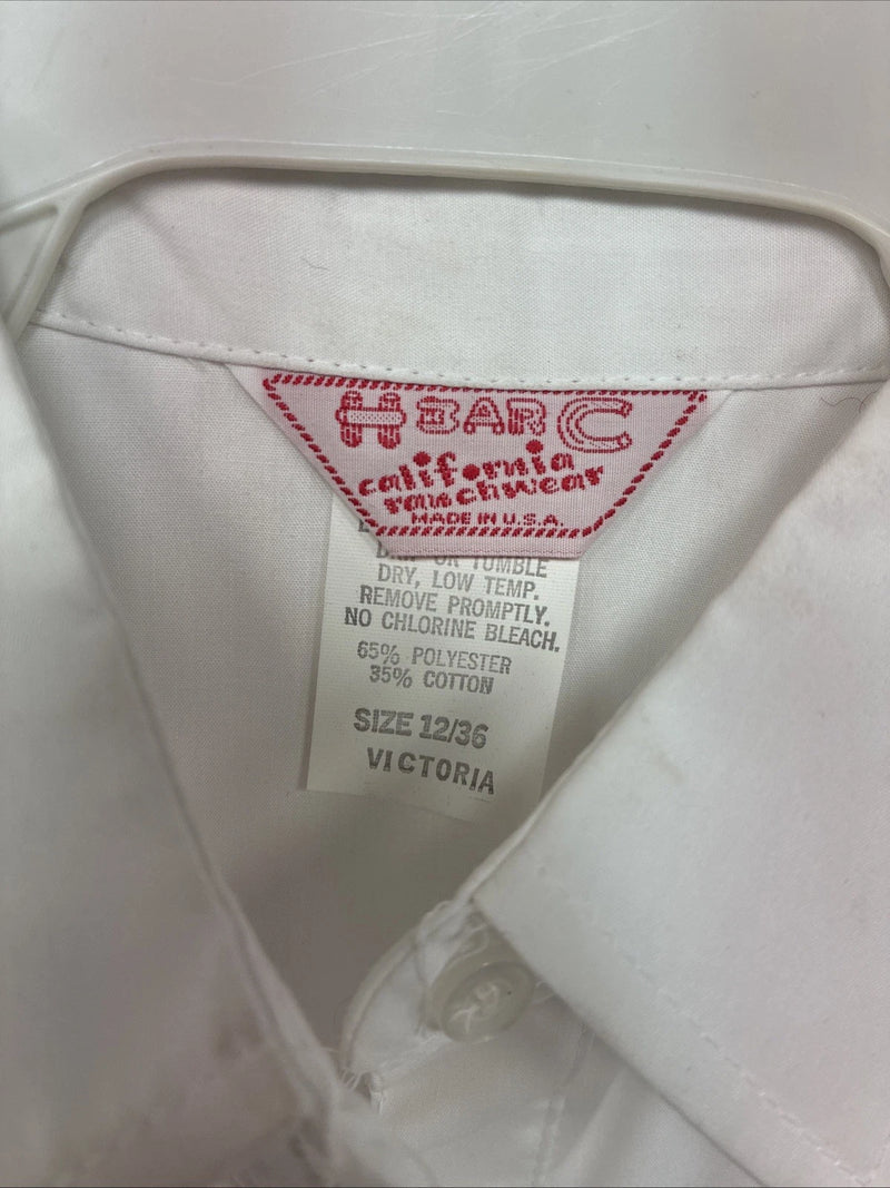 New Women’s H Bar C White Design Long Sleeve Pearl Snap Size 12 KK-108