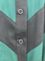 New Teens Longhorn Green Black Death Long Sleeve Button Up Large V-83