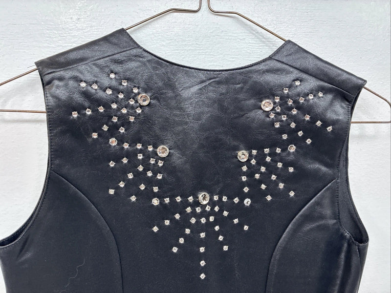 New Women’s 1848 RanchWear Black Rhinestone Sleeveless Vest Zip Up Medium YY-39