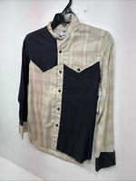 New Kids Cowboy Threads Black Yellow Plaid Long Sleeve Button Up Size 16 DD-83