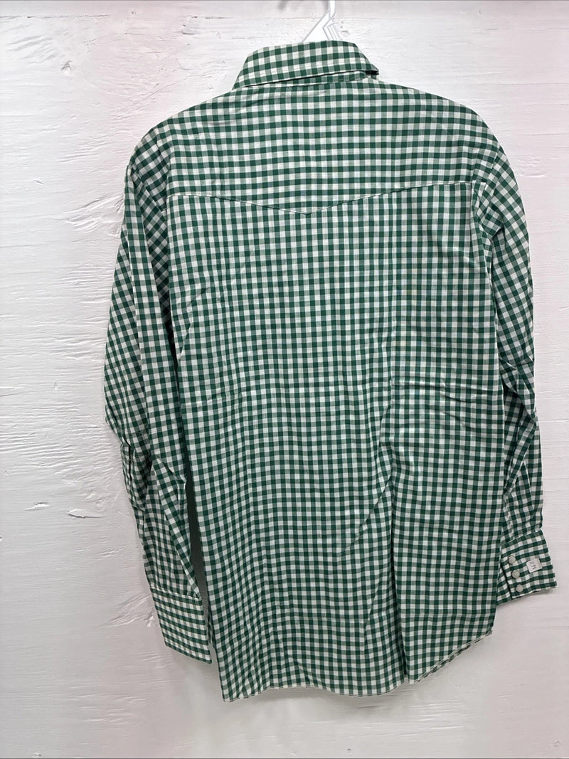 New Men’s Dee-Cee Green Checkered Long Sleeve Pearl Snap Medium O-36