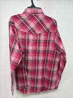 New Women’s Cumberland Pink Designed Long Sleeve Pearl Snap XL GG-30