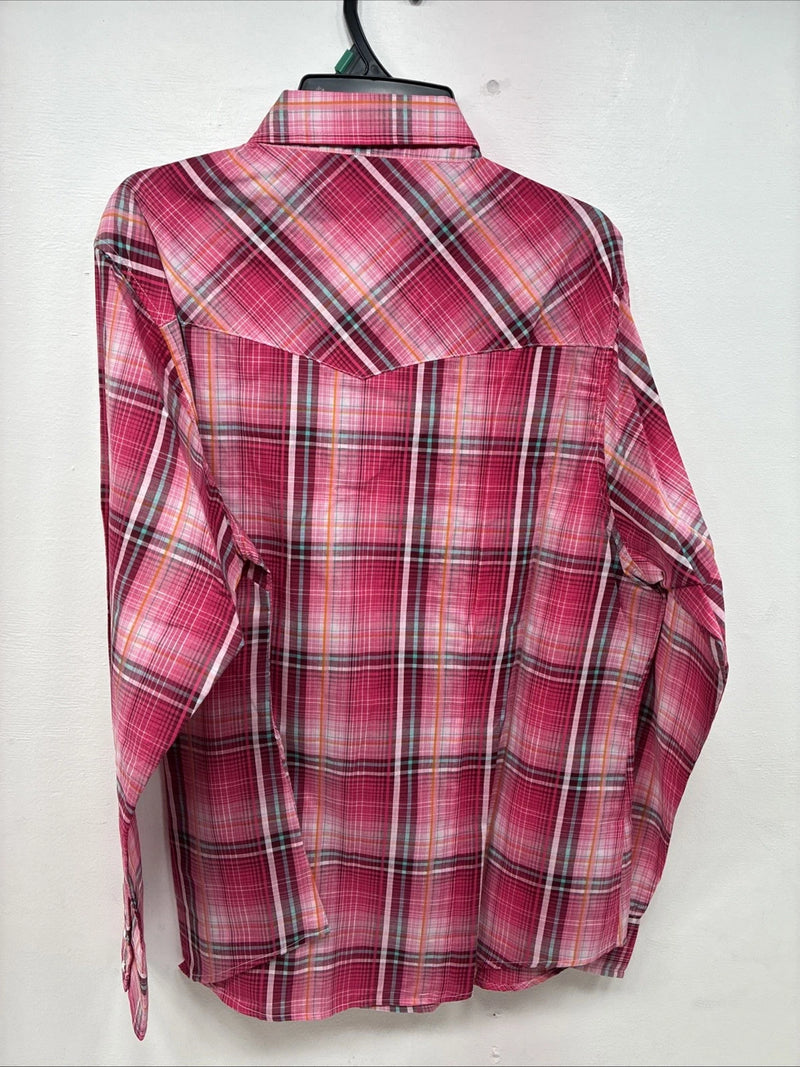 New Women’s Cumberland Pink Designed Long Sleeve Pearl Snap XL GG-30