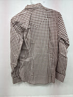New Women’s Karman Brown Checkered Long Sleeve Pearl Snap Size 38 II-88
