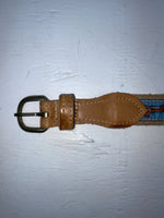 New Blue Genuine Leather Fox And French Horn 32” Belt #1120 JJ-47