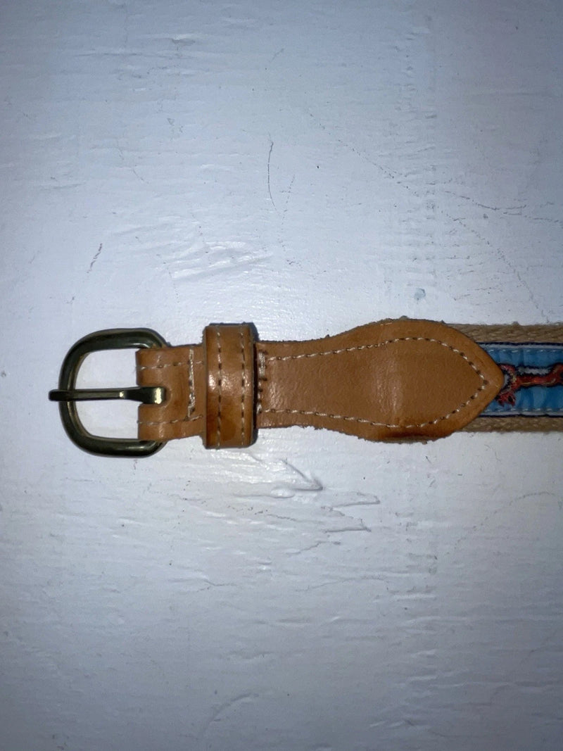 New Blue Genuine Leather Fox And French Horn 32” Belt #1120 JJ-47