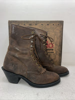 New Men’s Brown Lace Up Laredo Cowboy Boots. 1233 9.5 9 1/2 E E. 4-39