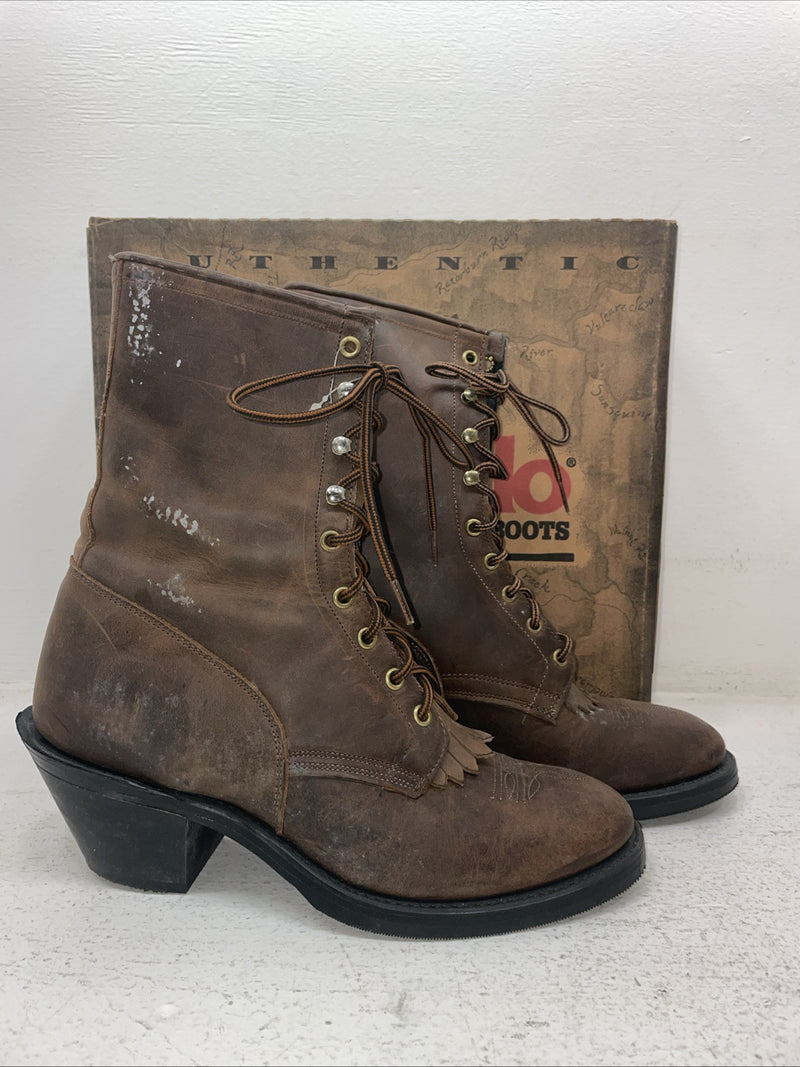 New Men’s Brown Lace Up Laredo Cowboy Boots. 1233 9.5 9 1/2 E E. 4-39