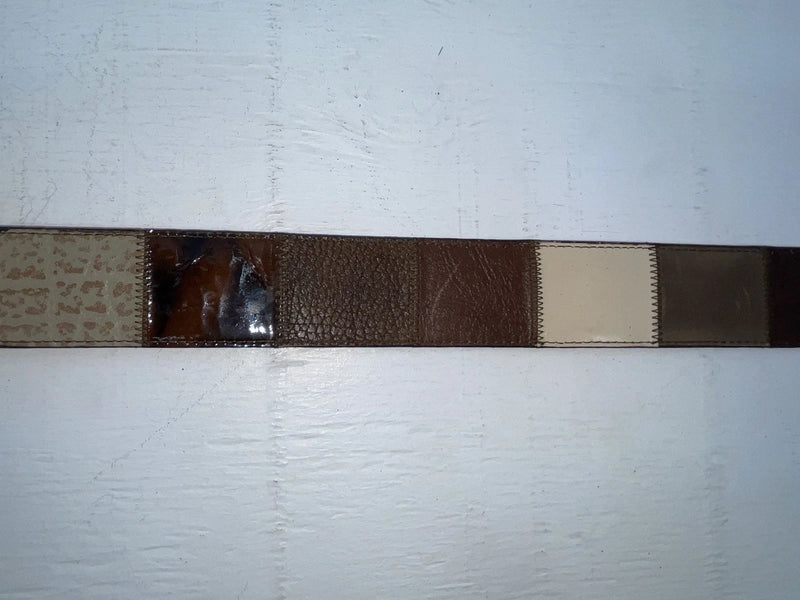 New Brown Genuine Leather Circle Y Stitched Stripes 34” Belt #8512 JJ-9