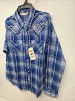 New Women’s Cumberland Blue Purple Plaid Long Sleeve Pearl Snap Medium KK-96