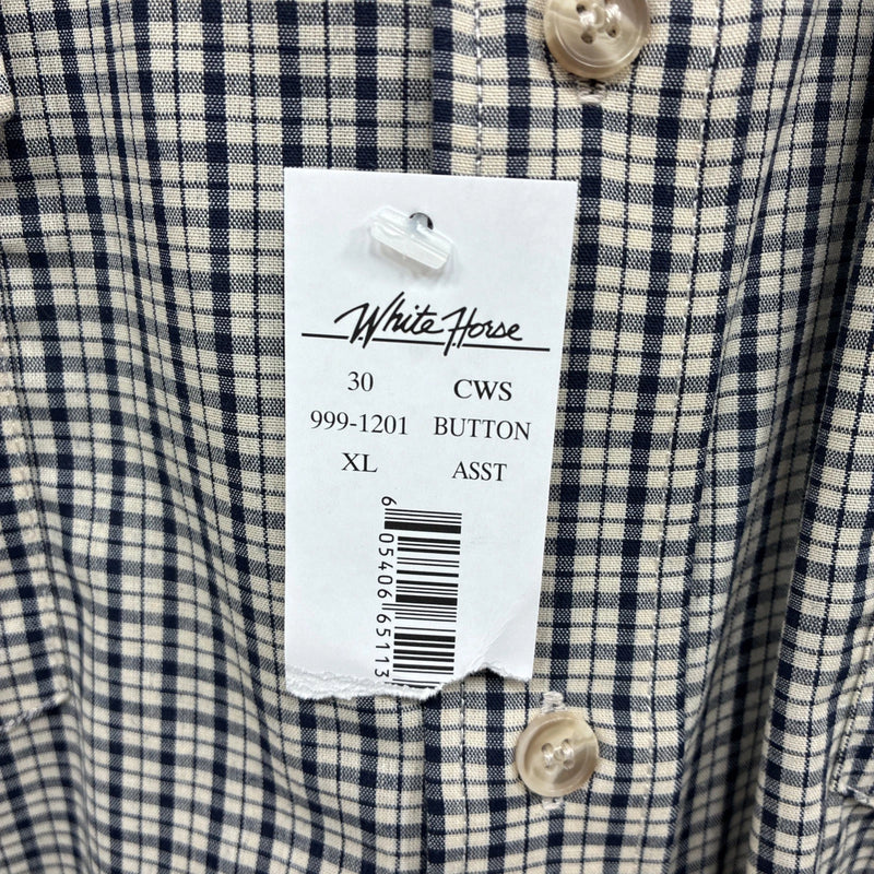 New Men’s White Horse Multicolor Plaid Long Sleeve Button Up Shirt XL M-91
