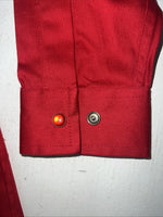 New Men’s Red Western Express Pearl Snap Long Sleeve Shirt. Medium I-37