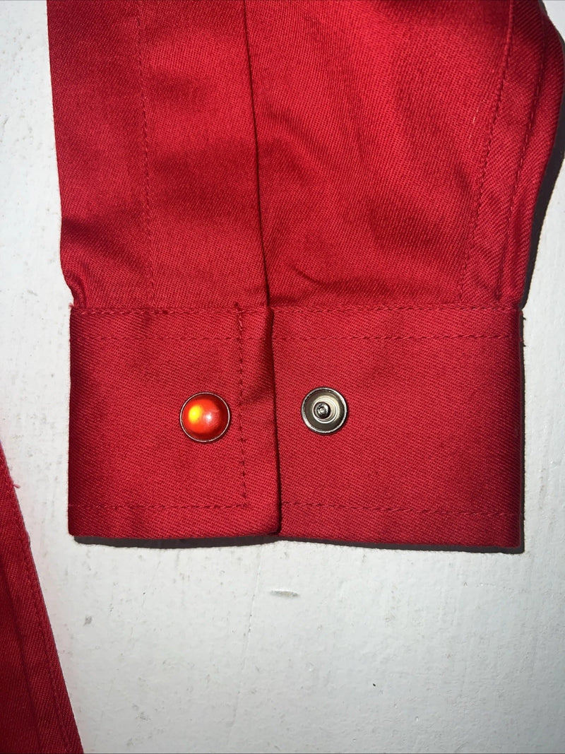 New Men’s Red Western Express Pearl Snap Long Sleeve Shirt. Medium I-37