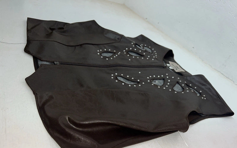 New Women’s Brown 1849 Authentic Ranchwear Leather Show Vest XL WW-53