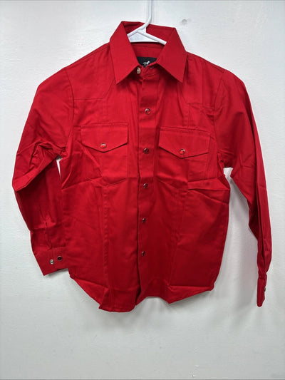 New Boys Western Express Red Long Sleeve Pearl Snap Medium DD-115