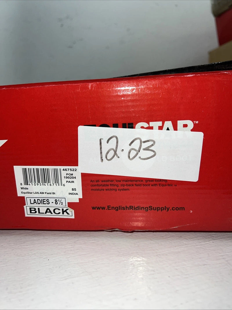 New Women’s Black EQUISTAR English Riding Boots. 467522 8.5 8 1/2 W. 12-23