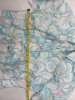New Women’s H Bar C Blue Floral Short Sleeve Pearl Snap Size 30 DD-155