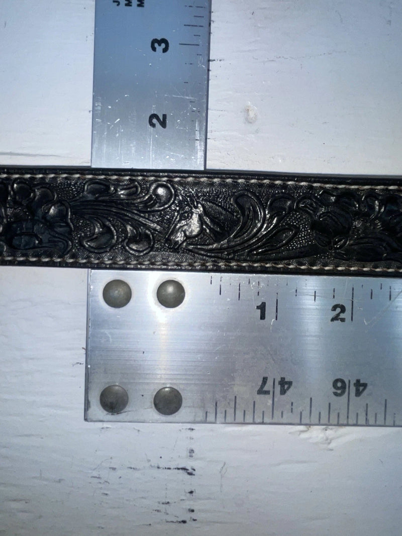 New Black Genuine Leather Circle Y Tooled 18” Belt #8022 NN-64