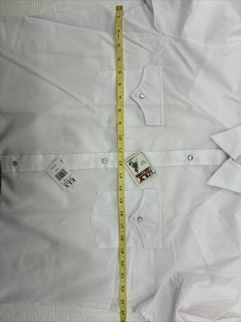 New Men’s ELY Cattleman White Long Sleeve Pearl Snap 16.5 X 36 Large AA-70