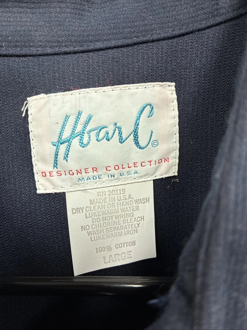 New Men’s H Bar C Navy Blue Long Sleeve Pearl Snap Large DD-9