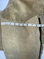 NOS Tan Equi-grip Show Chaps XL With Fringe Adjustable Waist 33” I-77