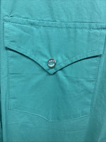 New Men’s White Horse Teal Long Sleeve Pearl Snap XL R-57