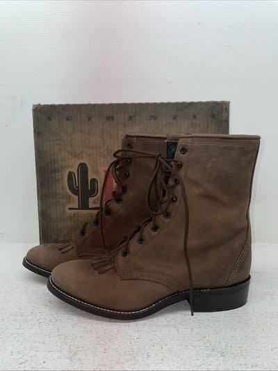 New Men’s Brown Lace Up Laredo Cowboy Boots. 1225 7.5 7 1/2 E E. 1-60