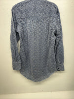 New Men’s Blue Pearl Snap Miller Long Sleeve Shirt. 15.5x33 M I-45