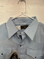 New Men’s Circle S Blue Long Sleeve Pearl Snap 16 X 36 Large X-62