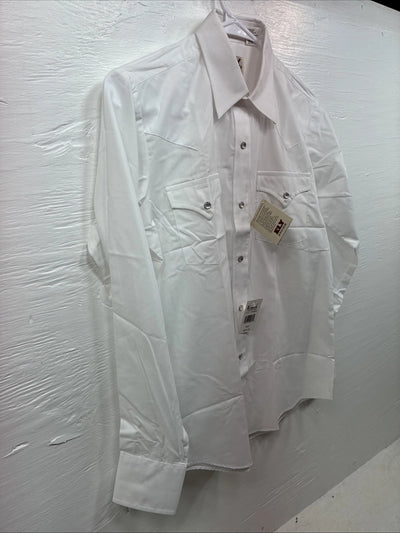 New Boys ELY Cattleman White Long Sleeve Pearl Snap size 16 CC-76