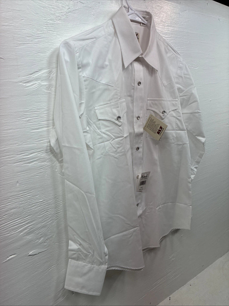New Boys ELY Cattleman White Long Sleeve Pearl Snap size 16 CC-76