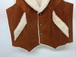 New Women’s Steerbrand Orange Leather Wool Vest XL Q-601