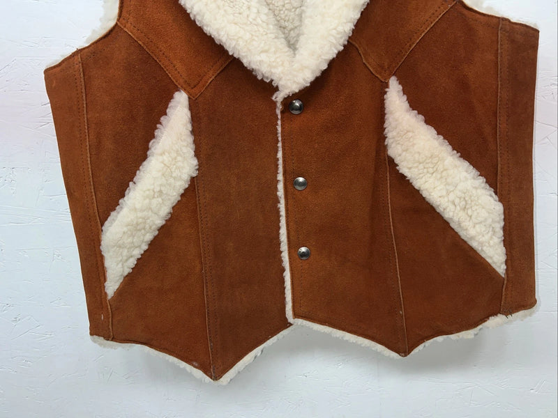 New Women’s Steerbrand Orange Leather Wool Vest XL Q-601