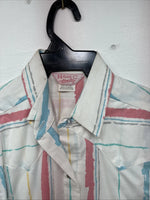 New Women’s H Bar C Multicolor Stripe Long Sleeve Pearl Snap Size 36 II-22