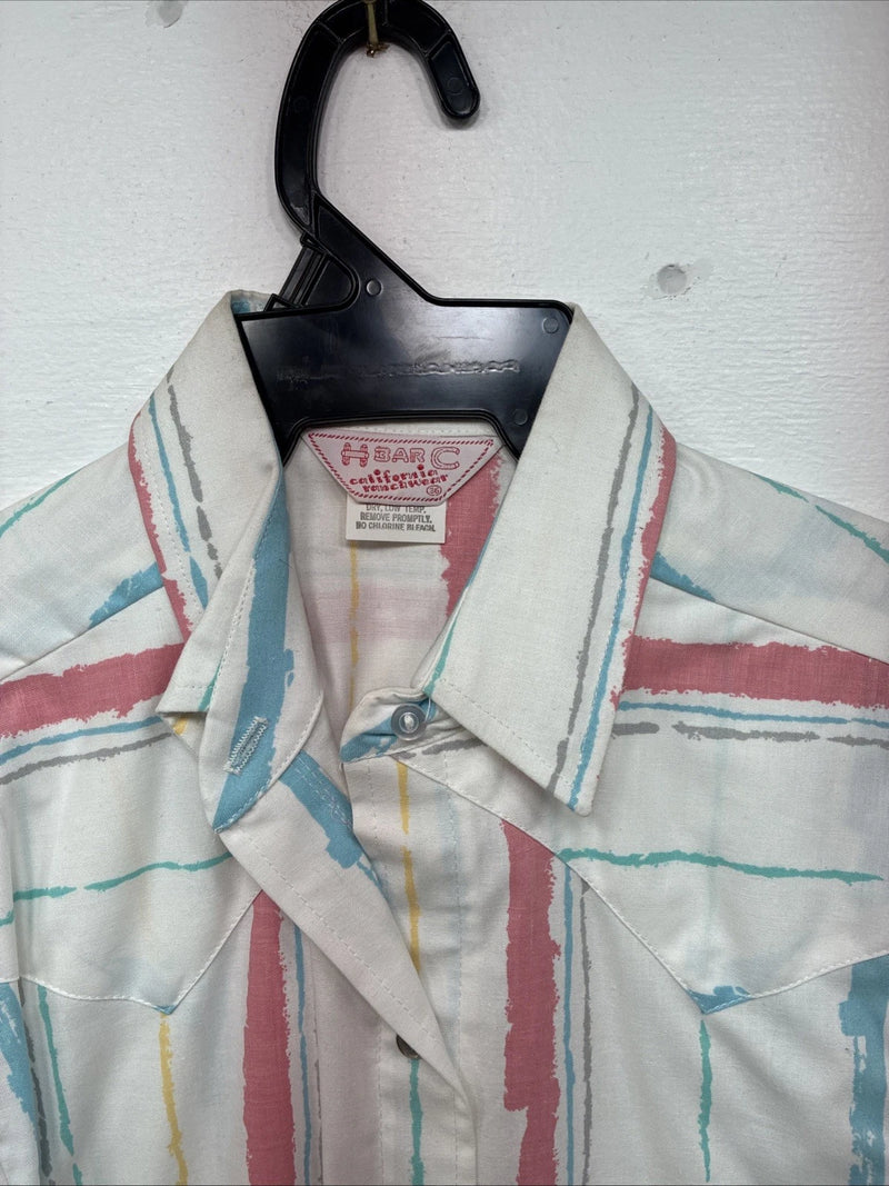 New Women’s H Bar C Multicolor Stripe Long Sleeve Pearl Snap Size 36 II-22