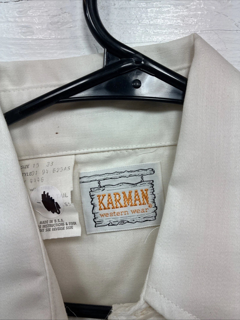 New Men’s Karman Yellow Embroidered Long Sleeve Pearl Snap 15 Medium M-88