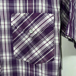 New Men’s White Horse Purple Short Sleeve Pearl Snap Small B-46