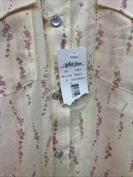 New Kids White Horse Floral Long Sleeve Pearl Snap Large MM-6