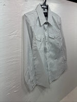 New Kids White Horse Gray Stripe Long Sleeve Pearl Snap Large DD-56