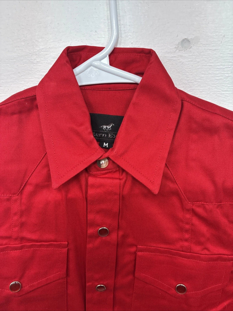 New Kids Western Express Red Long Sleeve Pearl Snap Medium LL-26