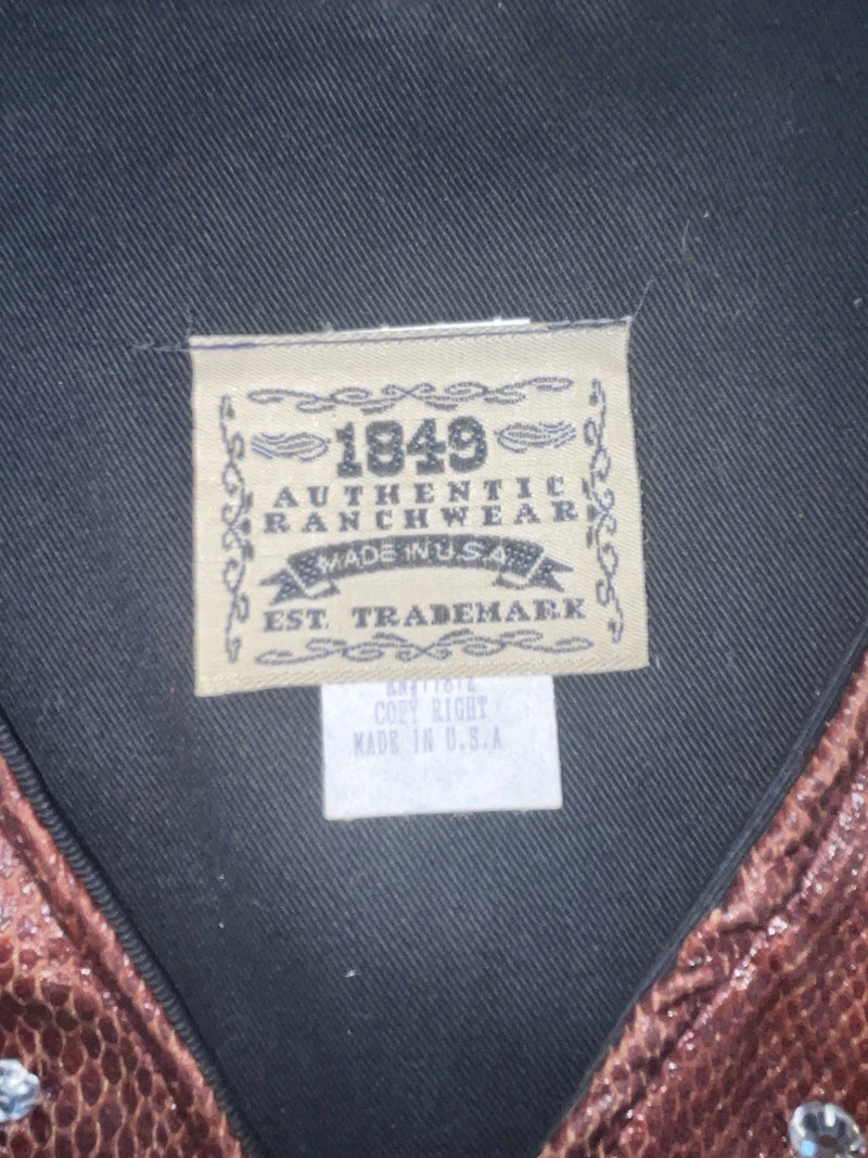 New Women’s Brown Snakeskin 1849 Authentic Ranchwear Cut Off Zip Up Vest S 3B-72
