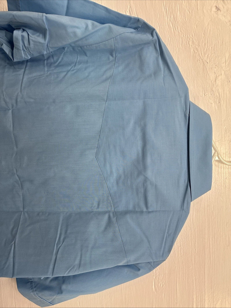 New Men’s ELY Cattleman Blue Simple Short Sleeve Pearl Snap 16.5 Large M-50