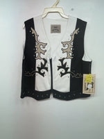 New Women’s Black White 1849 Authentic Ranchwear Cut Off Zip Up Vest M 3B-68