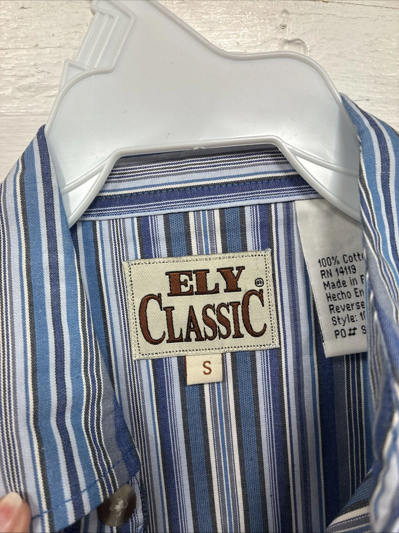 New Kids ELY Classic Blue Stripe Long Sleeve Button Up Small CC-97