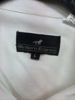 New Men’s Western Express White Western Long Sleeve Pearl Snap Large AA-40