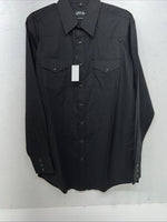 New Men’s Black White House Pearl Snap Long Sleeve Shirt. L Tall P-51
