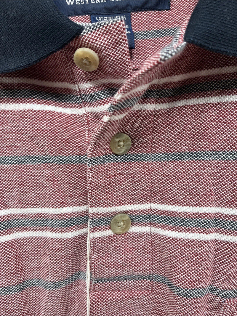 New Men’s Wrangler Pink Stripe Short Sleeve Polo Shirt Large DD-10